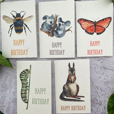 5 Plantable Aussie Animal Birthday Cards Bundle